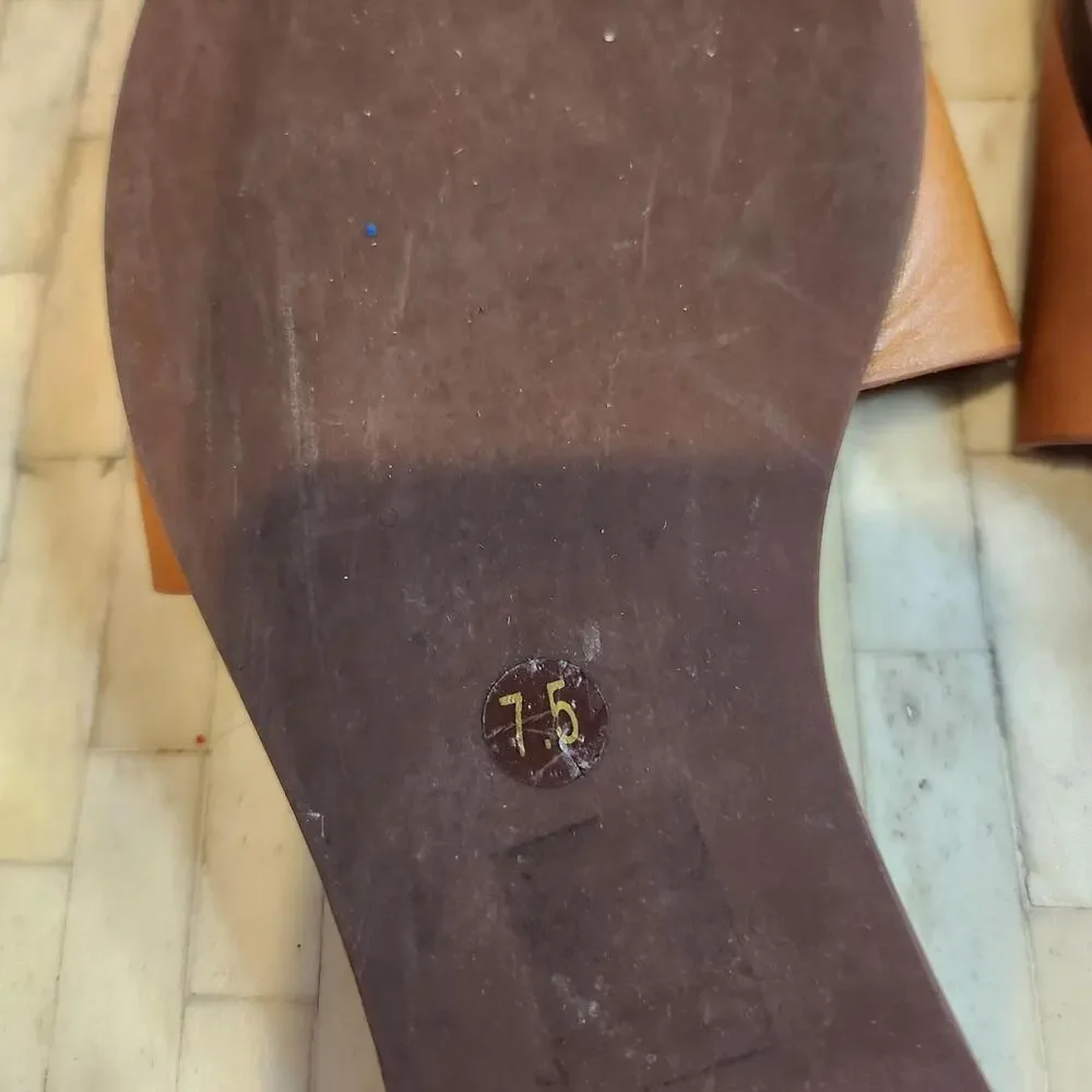 Tory Burch Double T Leather Medallion Slide Sandals